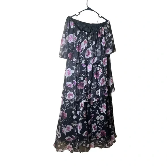COPY - Petal & Pup BLOOM STRAPLESS MAXI DRESS - BLACK FLORAL NWT - Picture 4 of 7
